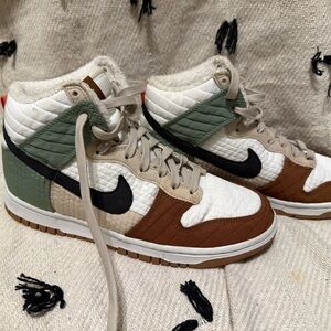 Multicolor High-Top Sneakers with Black Swoosh